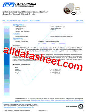 PE4490 Datasheet PDF - Pasternack Enterprises, Inc.