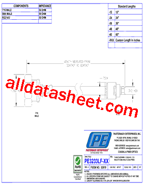 PE3233LF-12 Datasheet PDF - Pasternack Enterprises, Inc.