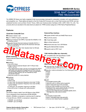 MB9BF412RPMC-G-JNE2 Datasheet PDF - Cypress Semiconductor