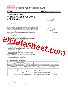 F2867L-R16-R Datasheet PDF - Unisonic Technologies