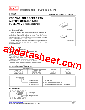 F2967L-R20-R Datasheet PDF - Unisonic Technologies