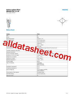MS6N-LFX-1/2-R Datasheet PDF - Festo Corporation.