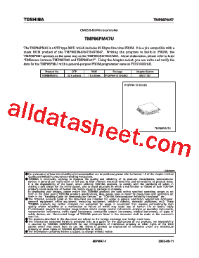 TMP86PM47U Datasheet PDF - Toshiba Semiconductor