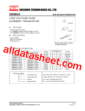 2SD965AL-R-AB3-R Datasheet PDF - Unisonic Technologies