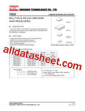 75232-R20-R Datasheet PDF - Unisonic Technologies