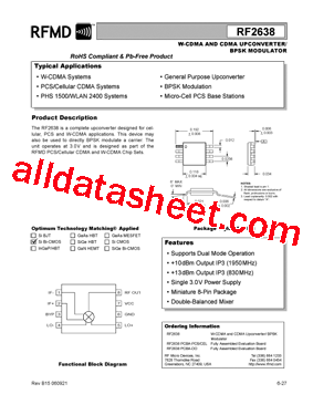 RF2638PCBA-PCS/CEL Datasheet PDF - RF Micro Devices