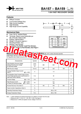 BA157-T3 Datasheet PDF - Won-Top Electronics