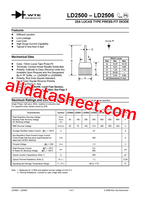 LD2500 Datasheet PDF - Won-Top Electronics
