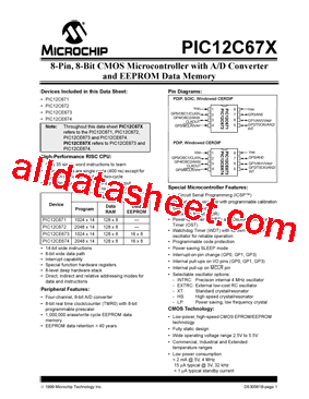 PIC12C67X Datasheet PDF - Microchip Technology