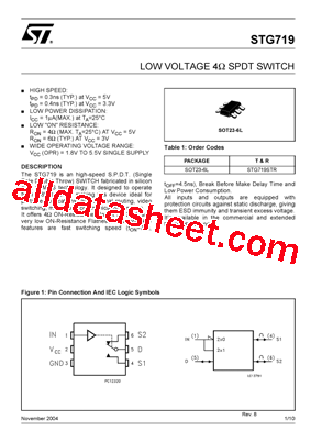 STG719STR.. Datasheet PDF - STMicroelectronics