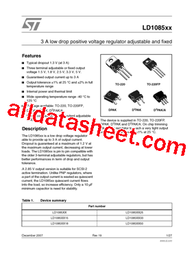 LD1085D2T-R Datasheet PDF - STMicroelectronics