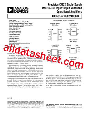 AD8601DRT-R2 Datasheet PDF - Analog Devices