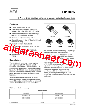 LD1085D2M-R Datasheet PDF - STMicroelectronics