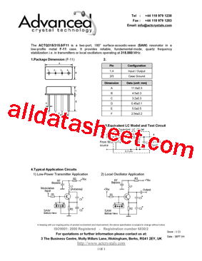 ACTQ315 Datasheet PDF - Advanced Crystal Technology