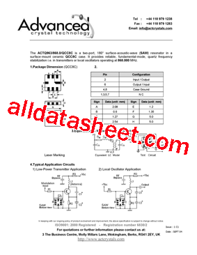ACTQ963 Datasheet PDF - Advanced Crystal Technology