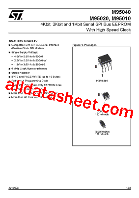 M95040-RBN3T/W Datasheet PDF - STMicroelectronics