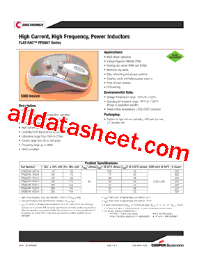 FP0807R1-R10-R Datasheet PDF - Cooper Bussmann, Inc.