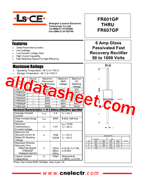 FR601GP Datasheet PDF - Shanghai Lunsure Electronic Tech