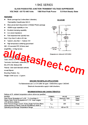 1.5KE6.8 Datasheet PDF - Transys Electronics