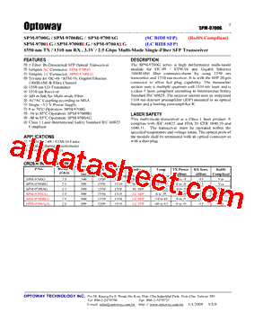 SPM-9700AG Datasheet PDF - Optoway Technology Inc