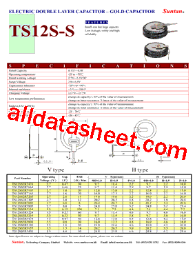 TS12S-S Datasheet PDF - Suntan Capacitors