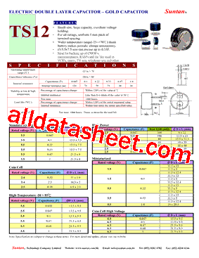 TS12 Datasheet PDF - Suntan Capacitors