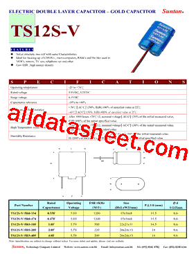 TS12S-V Datasheet PDF - Suntan Capacitors
