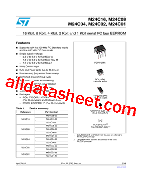 M24C16-R Datasheet PDF - STMicroelectronics