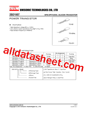 2SD1857L-R-T92-R Datasheet PDF - Unisonic Technologies