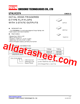 U74LVC574L-R20-R Datasheet PDF - Unisonic Technologies