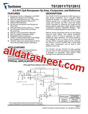 TS12011 Datasheet PDF - Touchstone Semiconductor Inc