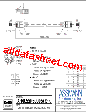A-MCSSP60005-R-R Datasheet PDF - Assmann Electronics Inc.