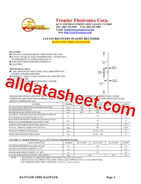 BA157-LFR Datasheet PDF - Frontier Electronics.