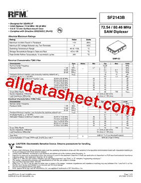 SF2143B Datasheet PDF - RF Monolithics, Inc