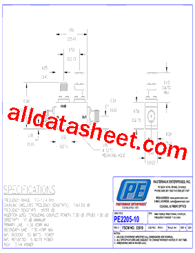 PE2205-10 Datasheet PDF - Pasternack Enterprises, Inc.