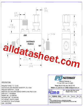 PE2205-20 Datasheet PDF - Pasternack Enterprises, Inc.