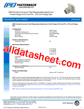 PE44000 Datasheet PDF - Pasternack Enterprises, Inc.