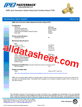 PE44119 Datasheet PDF - Pasternack Enterprises, Inc.