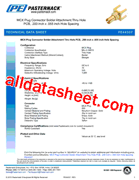PE44307 Datasheet PDF - Pasternack Enterprises, Inc.
