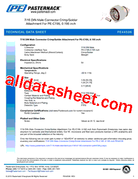 PE44536 Datasheet PDF - Pasternack Enterprises, Inc.