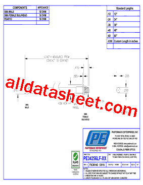 PE34256LF Datasheet PDF - Pasternack Enterprises, Inc.