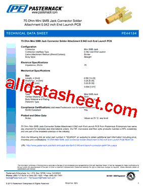 PE44134 Datasheet PDF - Pasternack Enterprises, Inc.