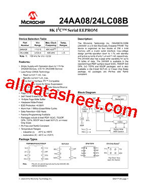 24AA08-IP Datasheet PDF - Microchip Technology