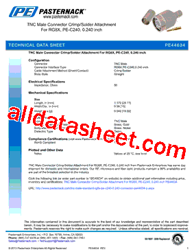 PE44634 Datasheet PDF - Pasternack Enterprises, Inc.