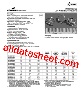 DR1040-2R5-R Datasheet PDF - Cooper Bussmann, Inc.