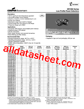 DR1050-2R2-R Datasheet PDF - Cooper Bussmann, Inc.