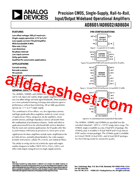AD8601WARTZ-R7 Datasheet PDF - Analog Devices