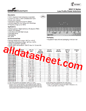 SD3110-R50-R Datasheet PDF - Cooper Bussmann, Inc.