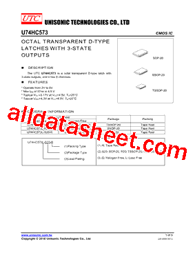 U74HC573L-R20-R Datasheet PDF - Unisonic Technologies