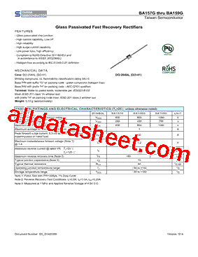 BA157GA0 Datasheet PDF - Taiwan Semiconductor Company, Ltd